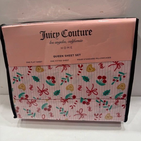 Juicy Couture Festive Queen Sheet Set NWT - Picture 2 of 3